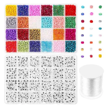 

Beads for Bracelets, 4200 Pcs 4mm Small Pony Seed Beads with 1200 Pcs Letter Beads for Friendship Bracelet Jewelry Making
