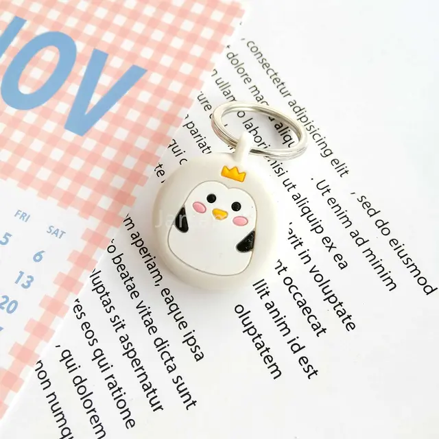 Lovely Cartoon Silicone Soft Protective Sleeve For AirTag Keychain Pet Child Anti-lost Device for Air Tag Protect Case Cover penguin