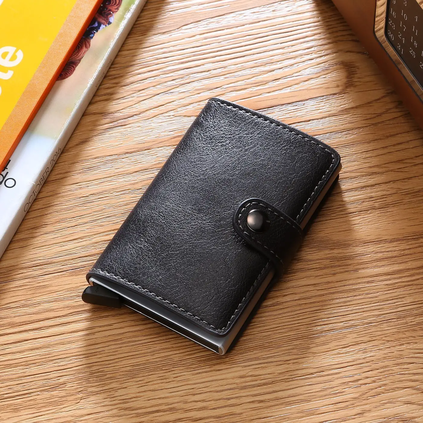 RICORIT Rfid кошельки, мужской держатель для карт, сумка для денег, Ретро стиль, короткий черный Кошелек,, мужские тонкие кошельки, маленький мини тонкий Кошелек, кошель