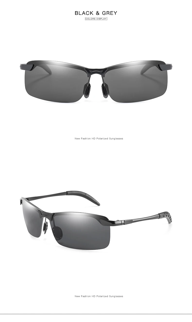 Квадратные поляризованные солнцезащитные очки Брендовые мужские классические водительские солнцезащитные очки Винтажные Солнцезащитные очки без оправы UV400 Солнцезащитные очки