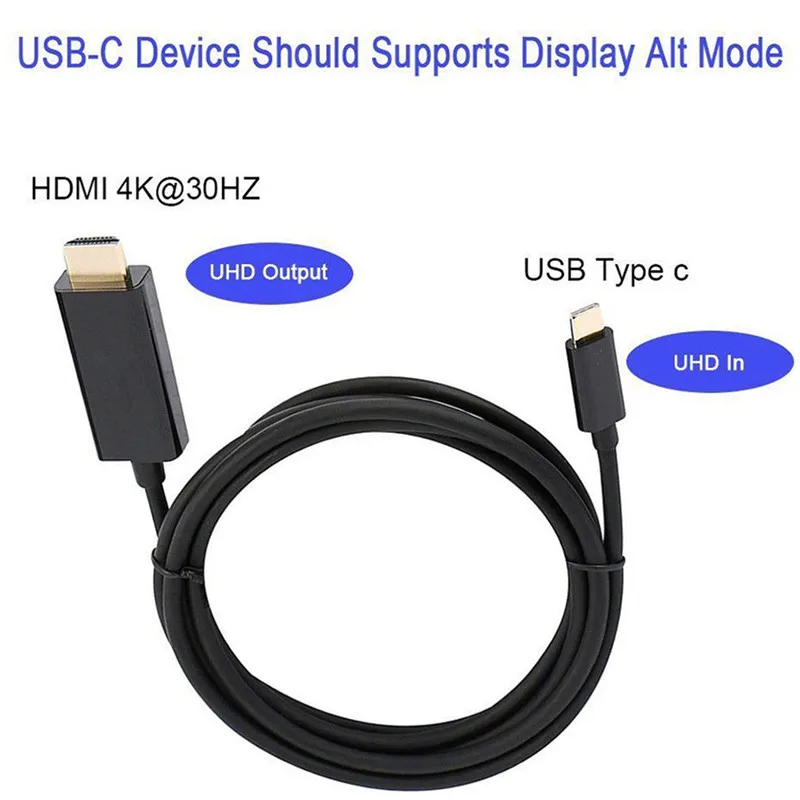 USBC cable Type C to HDMI 4K HDTV Adapter Cable Gold USB 3.1 USB-C to hdmi for MacBook ChromeBook