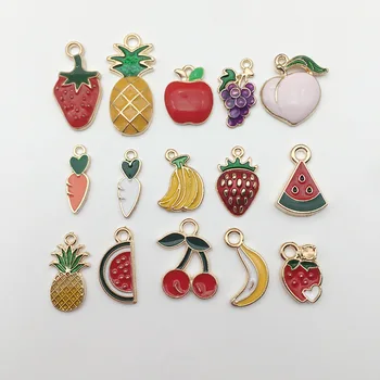 

30 Pcs Fruit Apple Pineapple Banana Charms Pendant Necklace Accessories Diy Jewelry Finding Earring Pendants Charm