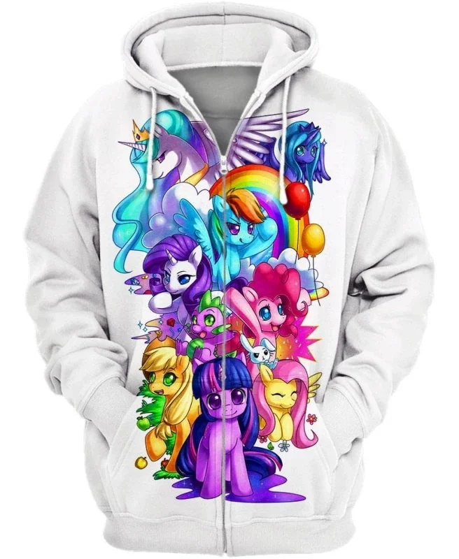 zip hoodies PLstar Космос мультфильм пони аниме Дружба это магия 3d толстовки/Толстовка зима осень длинные selvee Harajuku уличная одежда - Цвет: zip hoodies