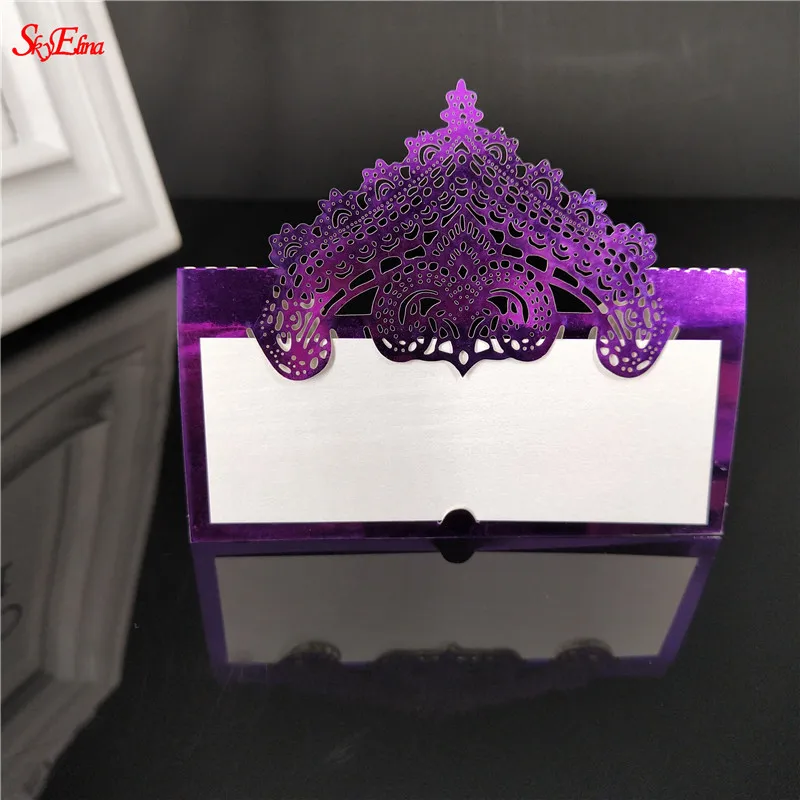 Bright Purple 10/50/100 шт роскошный пустой стол карточки с именем, свадьбы, Рождества, День рождения пригласительные открытки Украшение стола пользу 5Z - Цвет: Bright Purple