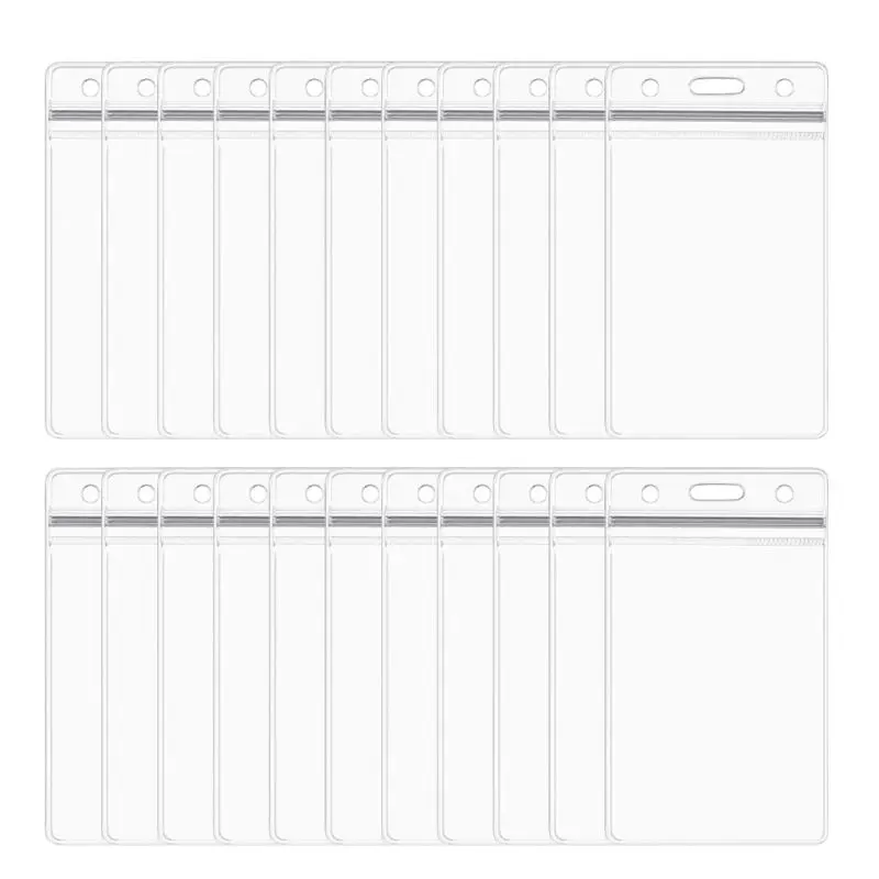 

100 PCS Waterproof Clear Plastic Vertical Name Tag Badge ID Card Holders N0HC