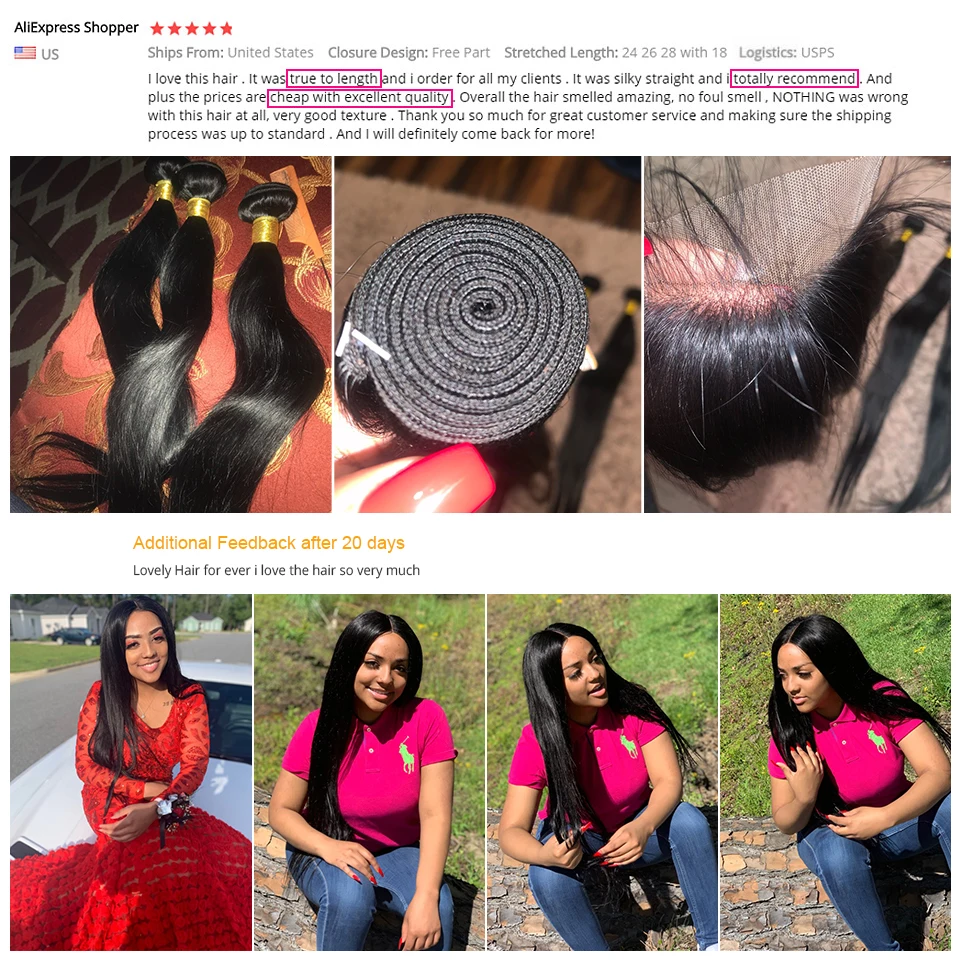 36 38 40 inch Long Straight Bundles With Closure Human Hair Brazilian Hair Weave Straight Extension With 5x5x1 Closure For Women 36 38 40 inch Long Straight Bundles With Closure Human Hair Brazilian Hair Weave Straight Extension With 5x5x1 Closure For Women
