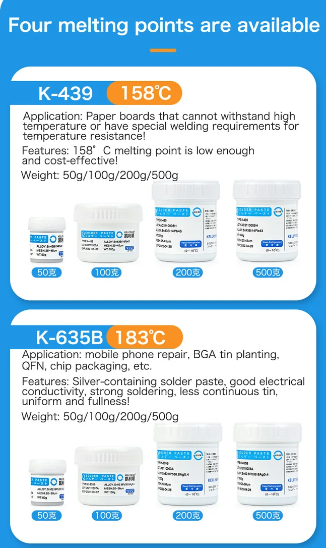 Low Temperature Leaded Smd Solder Paste Flux For Soldering BGA SMD PCB  Welding paste for led soldering low melt 158℃ auto welding helmet