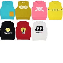 Корейский стиль; сезон осень-зима; детский жилет контрастного цвета с карманами для мальчиков и девочек; жилет с очками; вязаный жилет