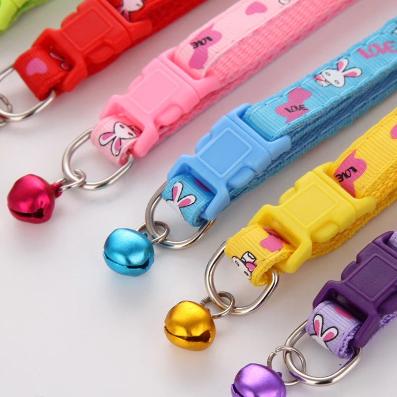 Cute Bell Pet Collar Puppy Cartoon Pattern Adjustable Collar Cat and Dog Necklace Accessories Pet Loss Prevention Products