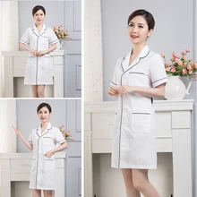 С коротким рукавом медицинская форма медсестры лаборатория белое пальто аптека красота больница клиника рабочая одежда униформа для женщин медицинская одежда