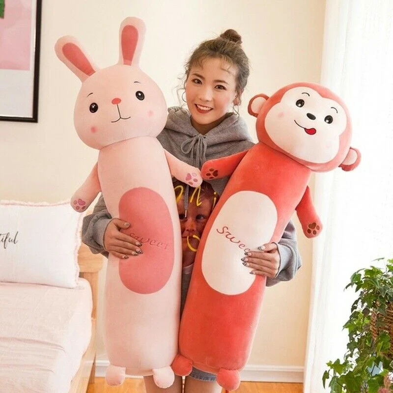 

Cylindrical Cartoon Animal Pillow Rabbit Monkey Lazy Plush Toy Children Doll High Quality