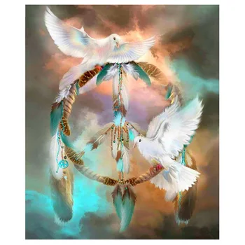 

5D Diy Diamond Painting Indian Dream catcher Mosaic Drill Resin Full Embroidery Needlework pigeon Cross Stitch Kits Home Decor