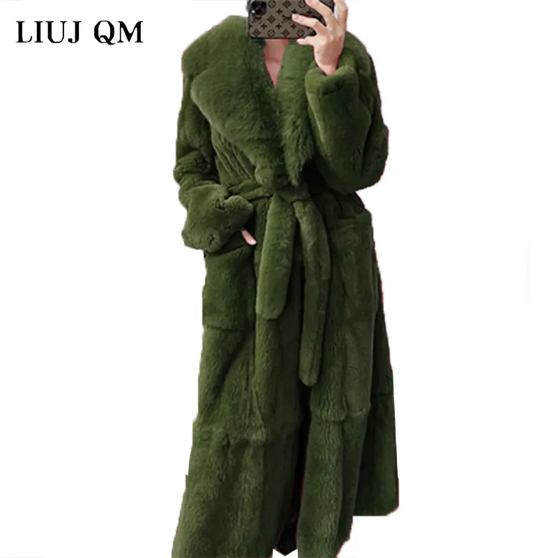 plus size Coat Winter Women Thick Warm X-Long Faux