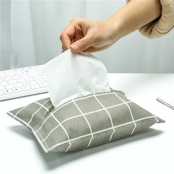 

Fabric Cotton and Linen Tissue Set Bag Cover Cotton and Linen Simple Hipster Tissue Box Restaurant Living Room Kitchen Paper Set