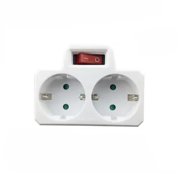 

16A 250V 4.8mm European Conversion Plug Socket 1 TO 2 Ways Power Adapter Socket with Switch ON/OFF EU Standard Plug