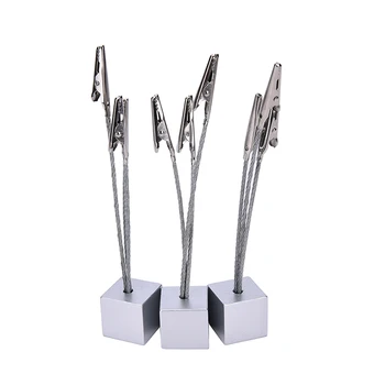 

1 Pcs New Small Cube 3 Alligator Wire Memo Picture Note Card Desk Paper Photo Clip Holder,table Stand Place Office Dest Favor