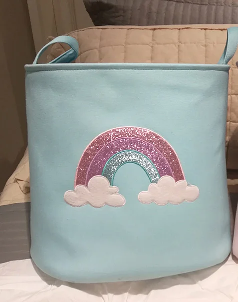 rainbow blue Складная корзина для белья для грязной одежды, игрушки, Брезентовая корзина, большие корзины для детей, для дома, для стирки, сумка-Органайзер - Цвет: rainbow blue