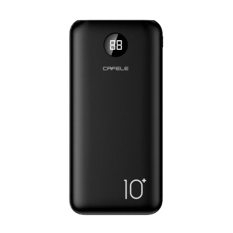 CAFELE power Bank 10000 мАч Портативная зарядка двойной USB тонкий внешний аккумулятор зарядное устройство для samsung iPhone Xiaomi power bank - Цвет: Black