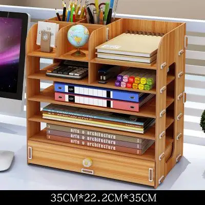 Офисный ящик для хранения, Настольный Файл для хранения, A4, для информации, деревянный ящик, полка для хранения, офисные принадлежности - Цвет: Style 2