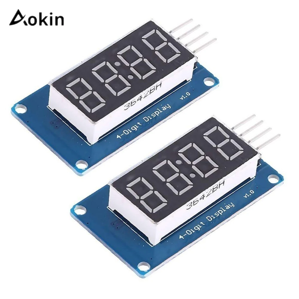 Aokin 0.36 "4-Digit Tubo Segmenti Led Modulo Display Rosso Anodo Comune Tm1637 Chip Di Unità Tubo Display Dell'Orologio Per Arduino Uno R3