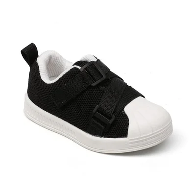 Модная детская обувь с закрытым носком; полосатые кроссовки для маленьких мальчиков и девочек; коллекция года; сезон весна-осень; повседневная детская спортивная обувь из сетчатого материала; B07171 - Цвет: Black