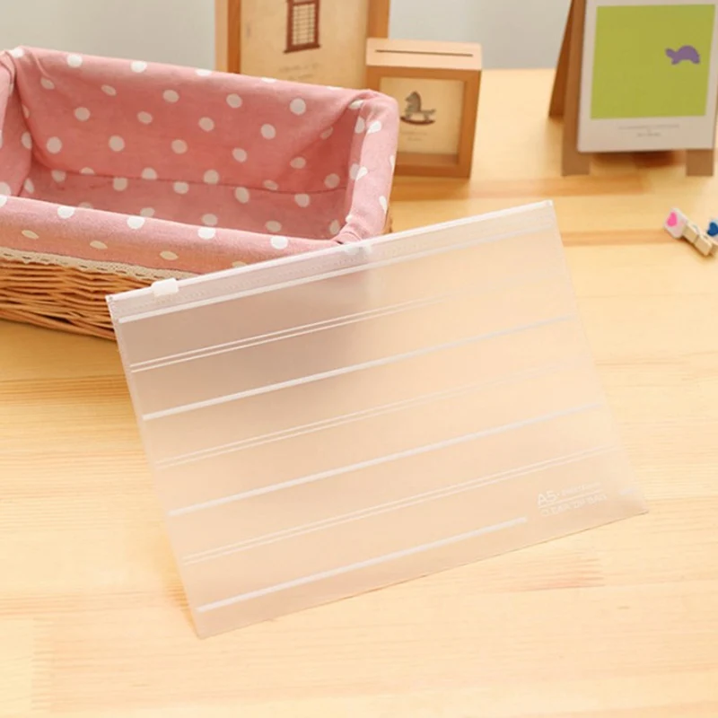 Storage Bag School Office Supply Transparent Loose Sheet Notebook Zipper Environment-friendly Transparent Abrasive File Bag