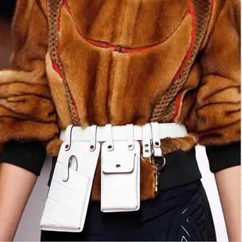 

Designer Fanny Pack for Women Waist Bag 2PCS Luxury Belt Bag Female High Quality Leather Shoulder Crossbody Chest Bag Hip Purse