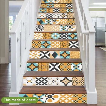 

7pcs/set 21*100cm Multi Functional Sticker Mosaic Waterproof PVC Traditional Tile Transfers Wall Stickers Stairs Stickers
