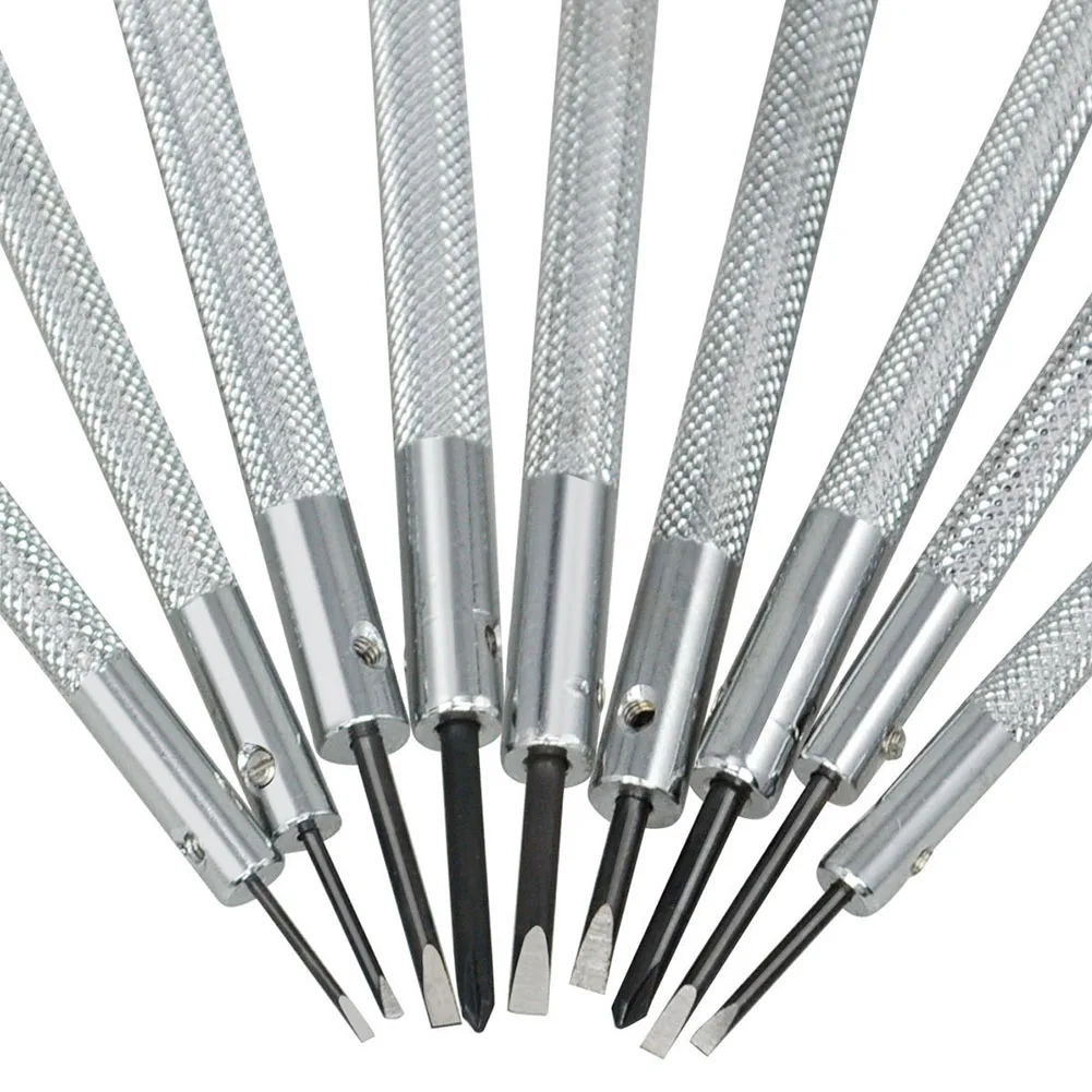 9pcs With Stand Practical Flat Blade Slotted Metal Accuracy Multipurpose Watchmakers Tool Screwdriver Set Eyeglasses Durable