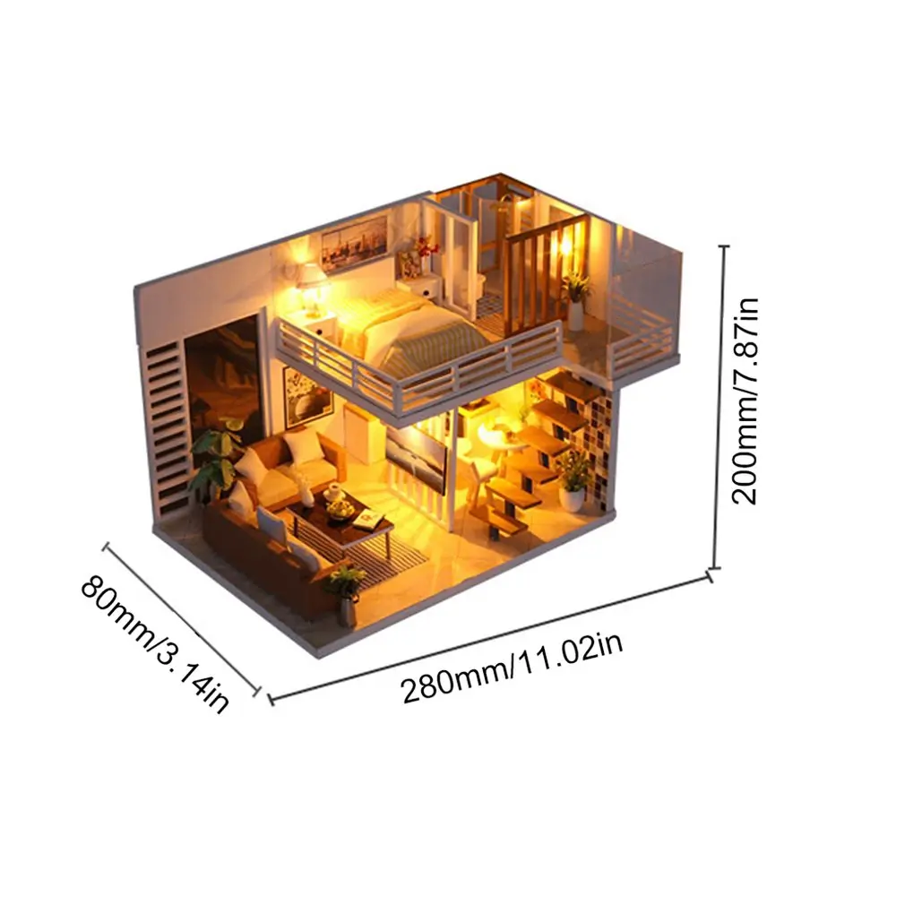 

Elegant Wooden Furniture DIY House Miniature Box Puzzle Assemble 3D Miniaturas Dollhouse Kits Toys Children Birthday Gift casa