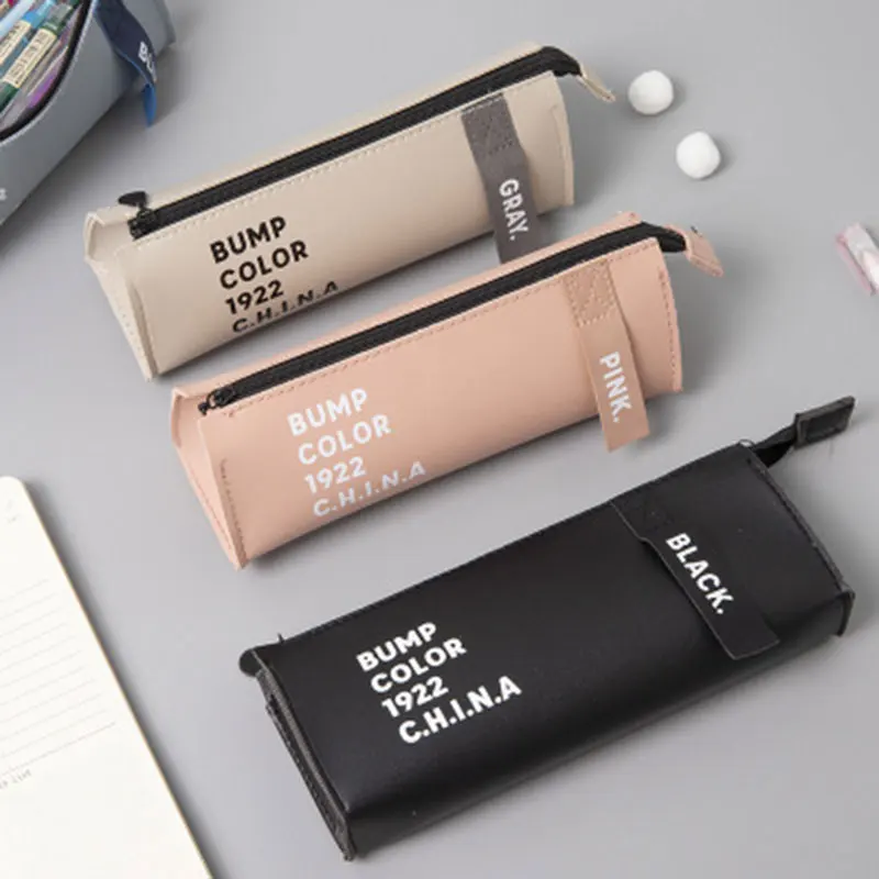 

Large-Capacity Storage Pencil Case Simple Pu Leather Student Supplies Stationery Box Cute Ins Pencil Case