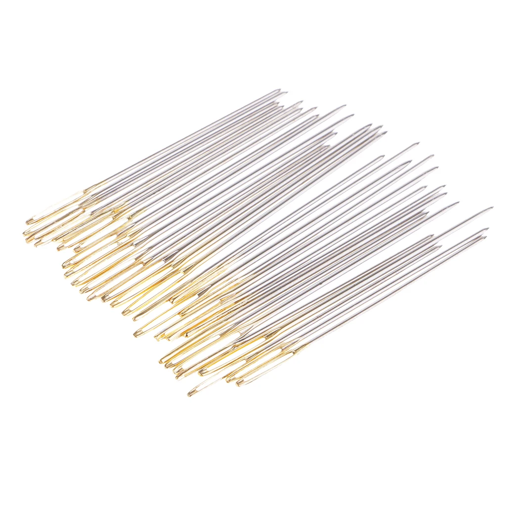 30Pcs Large Knitting Sewing Needles Gold Eye Cross Stitch Tapestry Needles for Beginners Adults