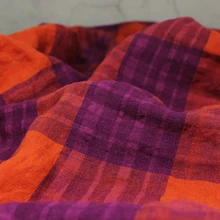 Качественная льняная ткань, окрашенная пряжей, большая решетка, tissu, высококачественное платье, лоскутное платье