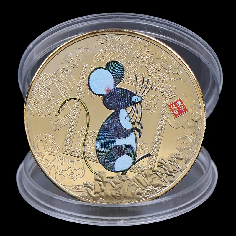 Gold/Silver Plated Year of the Rat Commemorative Coin 2020 Zinc Alloy Chinese Zodiac Souvenir Coins Collection Art Craft