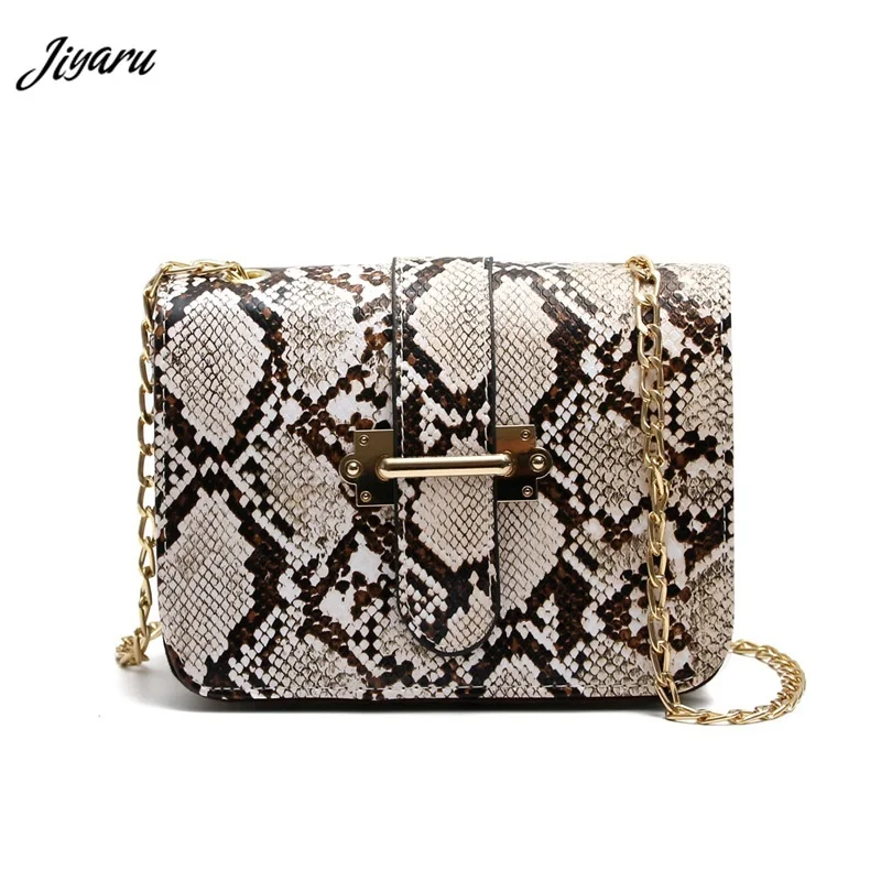 

Jiyaru New Fashion Small Bags Snake Print Shoulder Flap Handbags Women PU Leather Crossbody Bags Ladies Chain Crossbody Bags