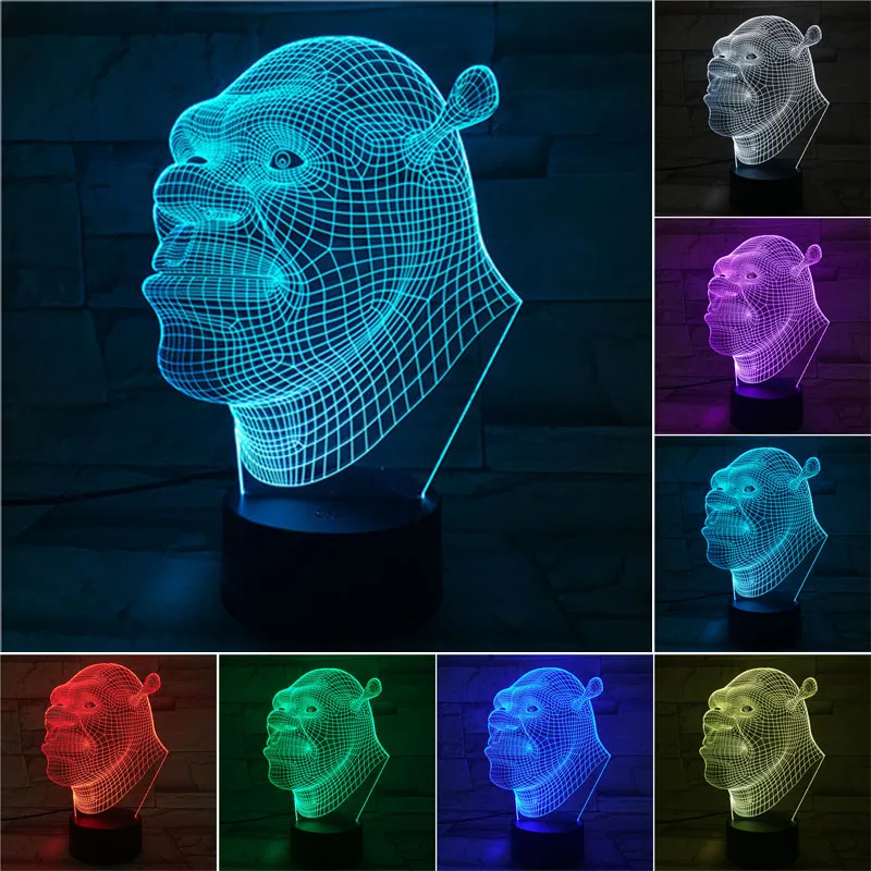 

Shrek 3D LED Night Light 7 Color Changing Lamp Room Decoration Action Figure Toy For Birthday Christmas Gift