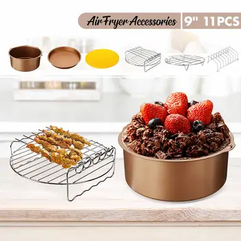 

New 6 Pcs Air Fryer Accessories 9 Inches Non-stick Barbecue, Baking, Cooking Accessories Tools For all Air fryer 5.3QT to 6.8QT