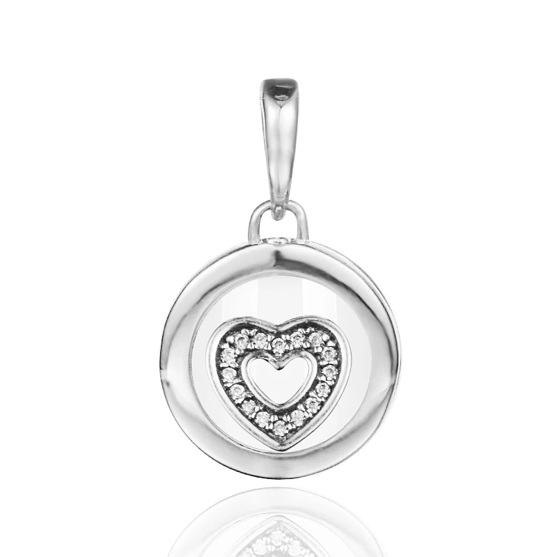 100 925 Sterling Silver Floating Locket Heart Dangle Beads For Jewelry Making Fits Europe