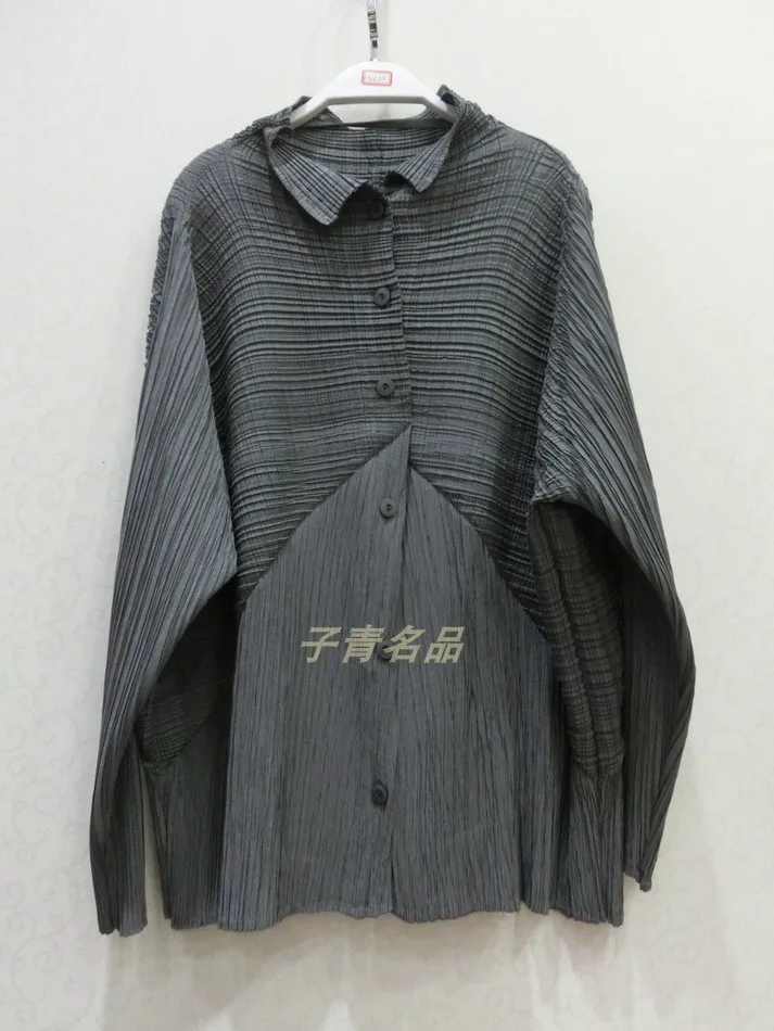 MIYAKE Плиссированное Новое высококачественное Плиссированное текстурное пальто-кардиган с длинными рукавами