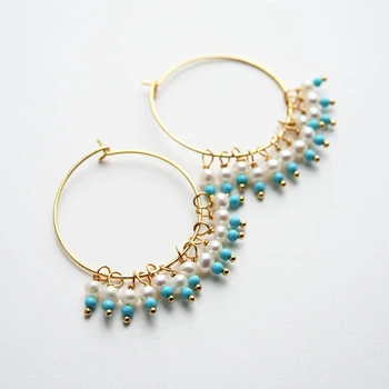 

925 Silver Hoop Earrings Pearl Earrings Gold Filled Hoop Jewelry Handmade Brincos Minimalism Oorbellen Pendientes Boho Earrings