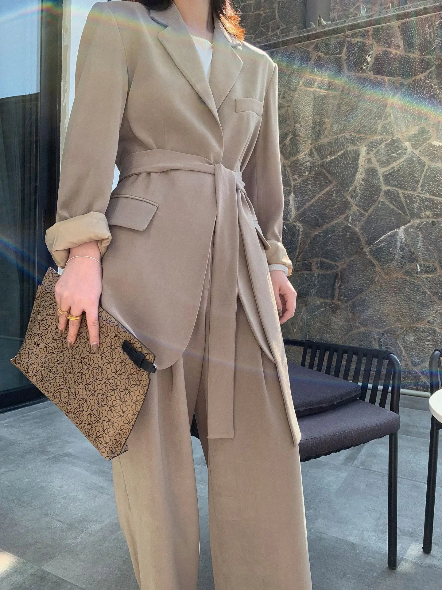 Trend Dream DT Edition Guangzhou Uus женское платье сплошной цвет женский костюм Южная Корея пояс костюм куртка пальто Женская