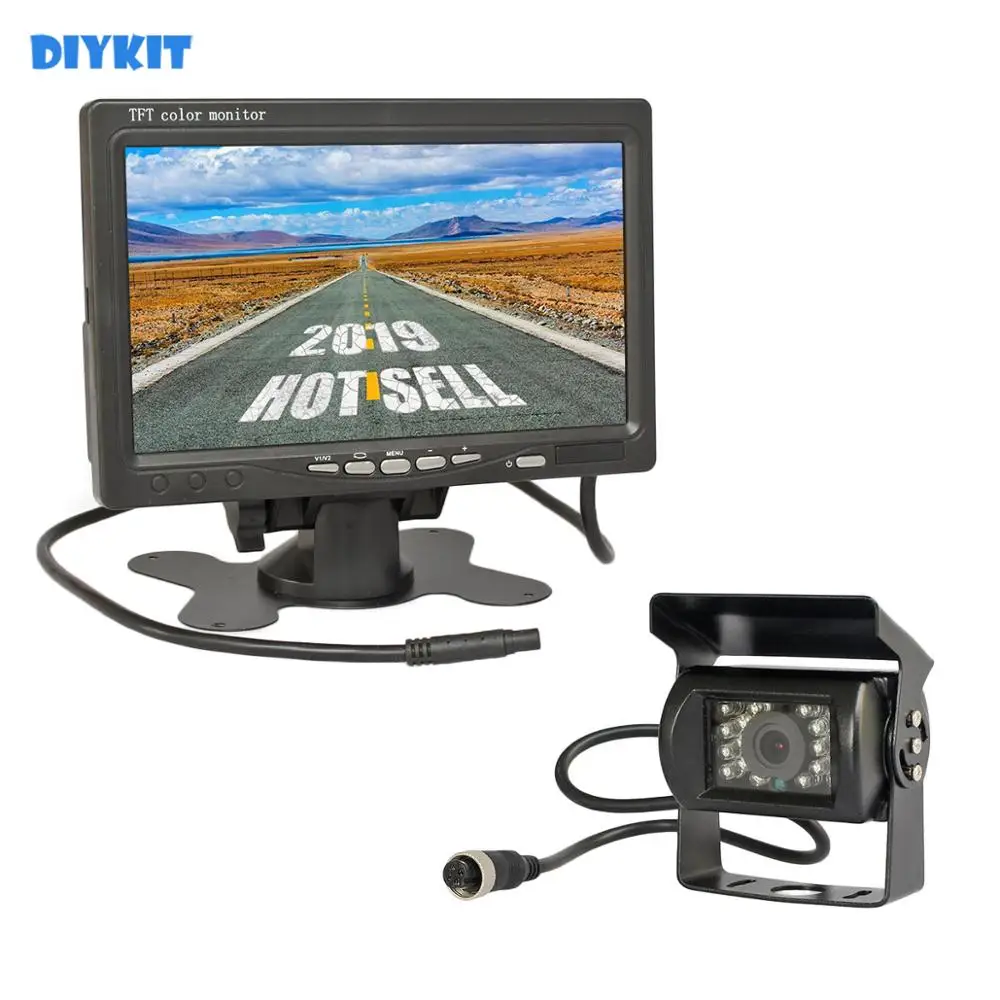 DIYKIT DC 12 V-24 V 7 дюймов TFT LCD автомобильный монитор + 4pin IR камера заднего вида CCD для