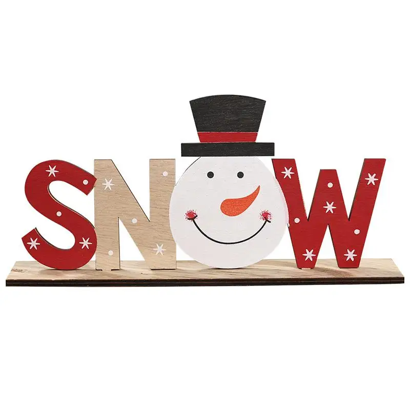 snow Деревянные настольные буквы знак Санта-Клаус Снеговик снежинки Рождественская вечеринка украшения для дома стол Рождественский подарок - Цвет: snow