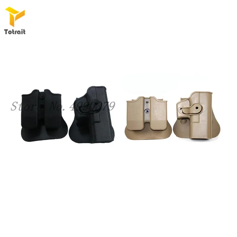 

TOtrait Hunting IMI Holster for Glock 17 19 Right Hand Belt Loop Paddle Platform Tactical Gun Holsters With Magazine Pouch