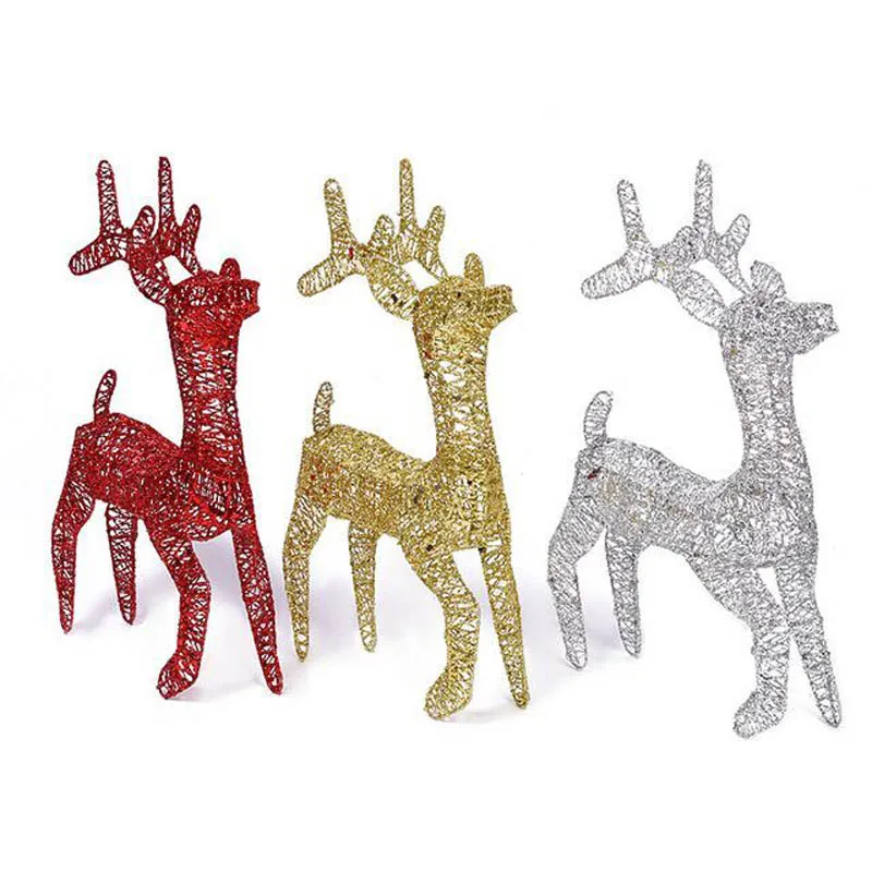 

Iron Art Bent-legged Deer Christmas Decorations Showcase Scene LED String Light Desktop Decorations Elk Dolls Wholesale