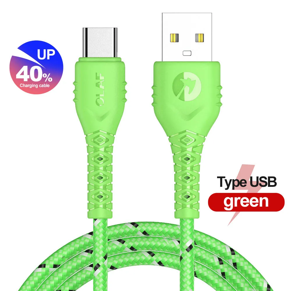 Type C Green Олаф 2.4A Micro USB кабель Быстрая зарядка USB C кабель для samsung S9 Xiaomi huawei мобильный телефон Быстрая зарядка type-C USB кабель для передачи данных - Color: Type C Green