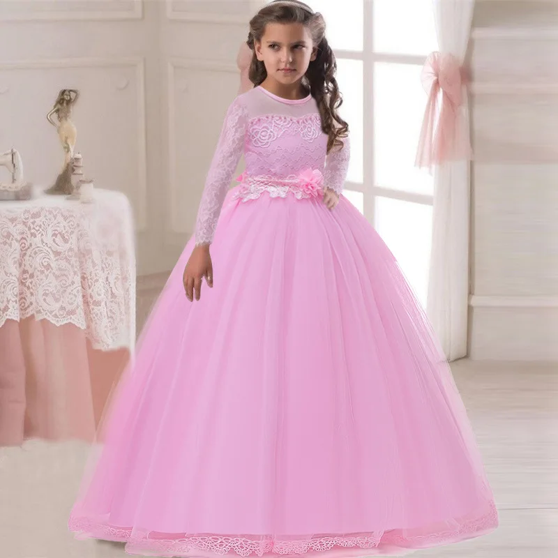 Детское свадебное платье подружки невесты с цветочным узором для девочек; Элегантное Длинное платье; вечерние платья принцессы для девочек; детская одежда; vestidos