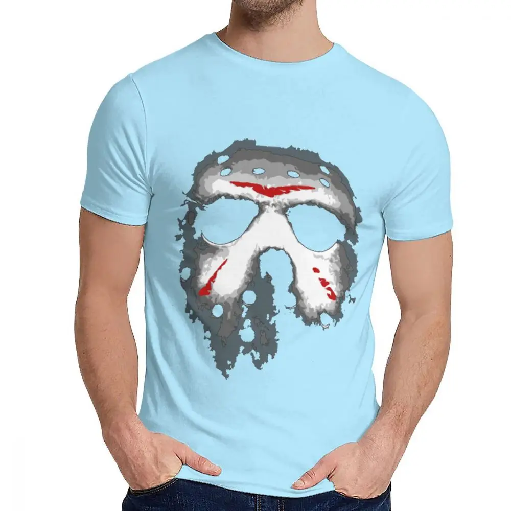 Качественная хлопковая Футболка Friday The 13th Dapper Jason Lives Мужская футболка нового дизайна для отдыха с круглым вырезом Homme - Цвет: Небесно-голубой