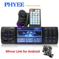 1 Din  стерео радио Bluetooth автомагнитола 4 дюймов USB Micro SD fm-приемник A2DP 7 цветов освещения PHYEE VX-4202ABT
