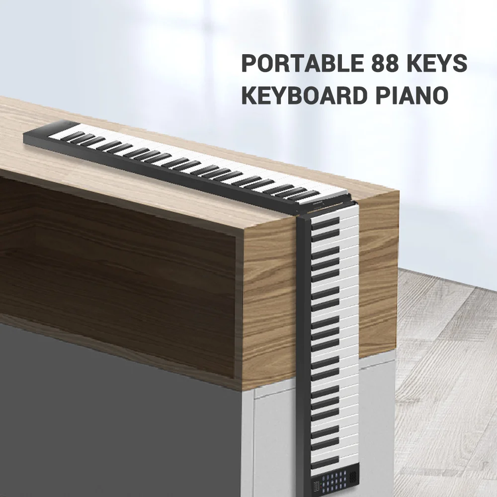 

88 Keys Keyboard Piano Portable Digital Piano with LCD Display Built-in Speakers Rechargeable Battery BT Connectivity